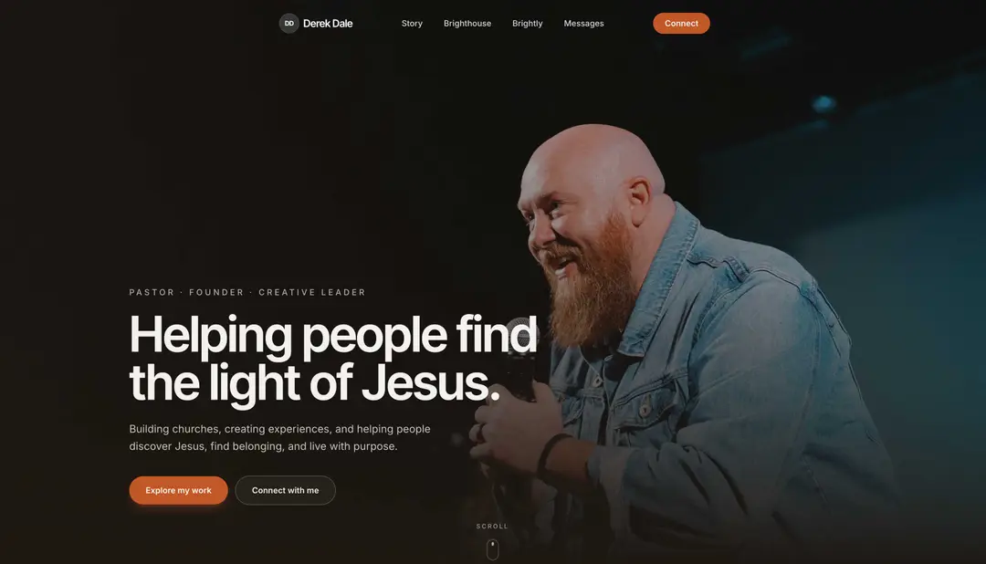 Derek Dale Ministries website designed by Brightly