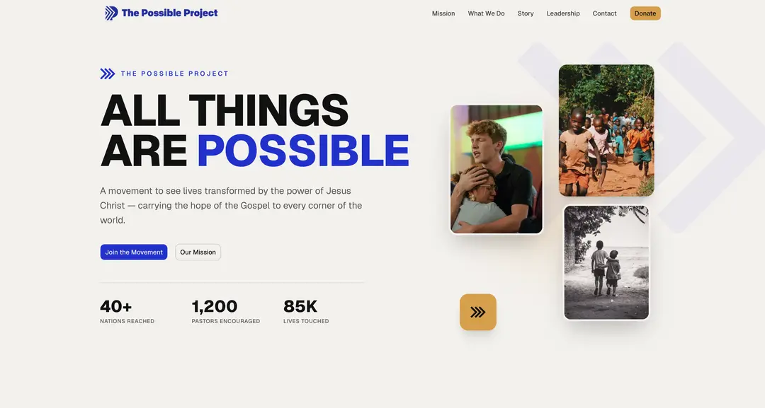 The Possible Project ministry website designed by Brightly