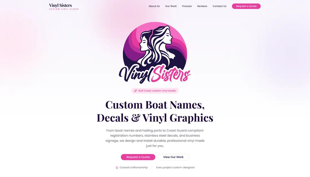 Vinyl Sisters custom vinyl studio website designed by Brightly