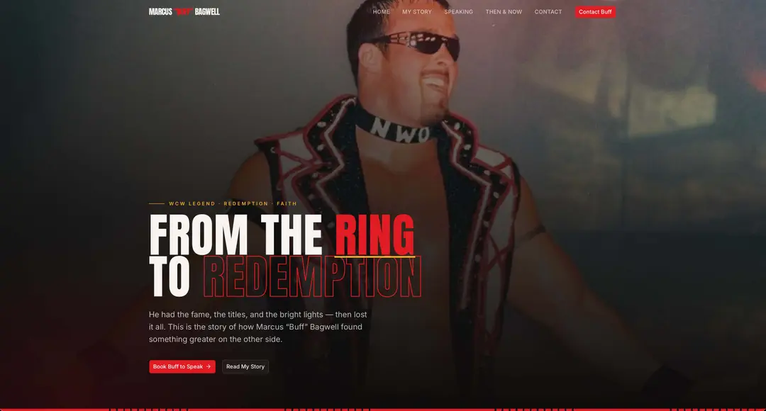 Marcus Buff Bagwell website designed by Brightly